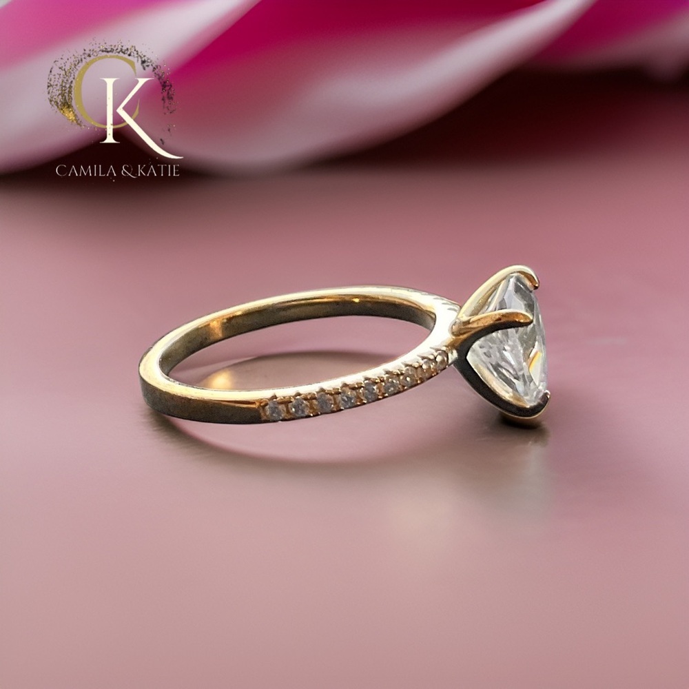 Trillion Lab Diamond Engagement Ring - Picture 3 of 4